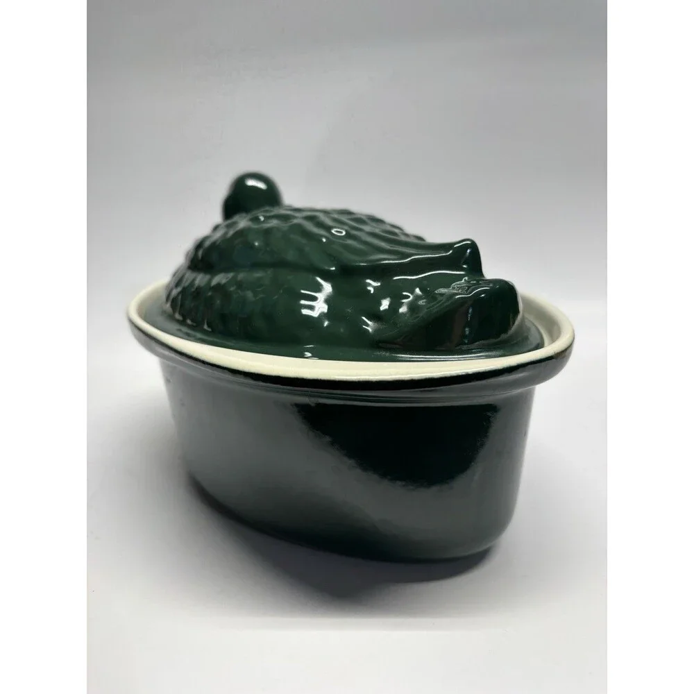 Chasseur French Duck Enameled Cast Iron Terrine Tureen Hunter Green 1.25 Qt